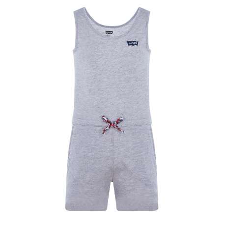 Combishort gris chiné pour fille avec imprimé moucheté col rond