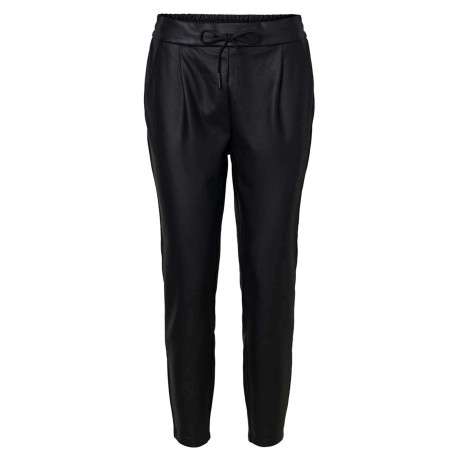 Pantalon en simili cuir noir uni avec une coupe droite - Image 10