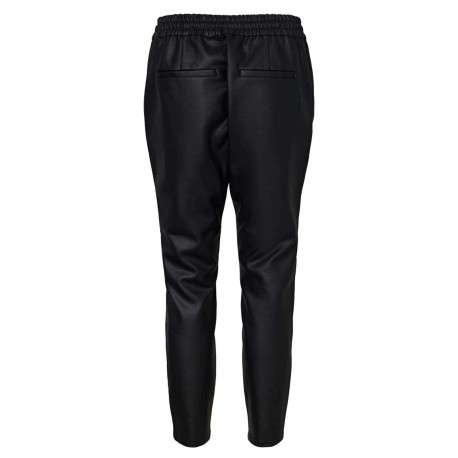 Pantalon en simili cuir noir uni avec une coupe droite - Image 11