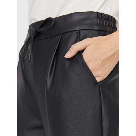 Pantalon en simili cuir noir uni avec une coupe droite - Image 20