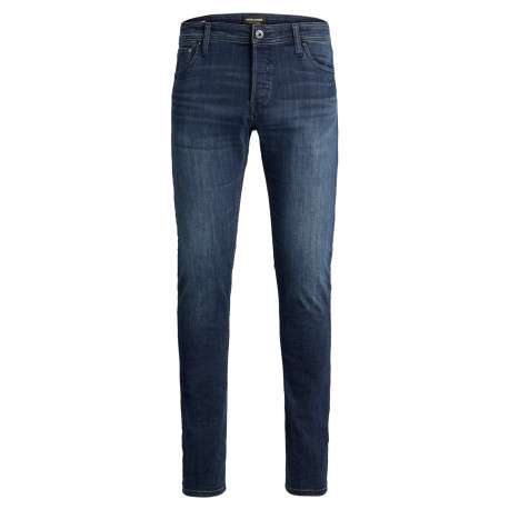 Jean slim bleu délavé en coton mélangé avec 5 poches et rivets métalliques