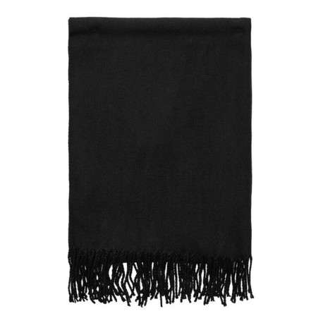Écharpe noire unie douce et chaude à franges longues aux extrémités - Image 2