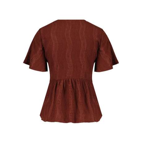 Chemise brique unie coupe cintrée avec un col rond - Image 2