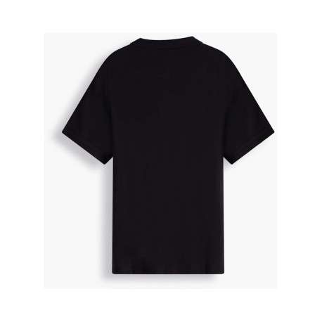 Polo noir en coton uni avec logo brodé sur la poitrine et à coupe droite et col boutonné - Image 2