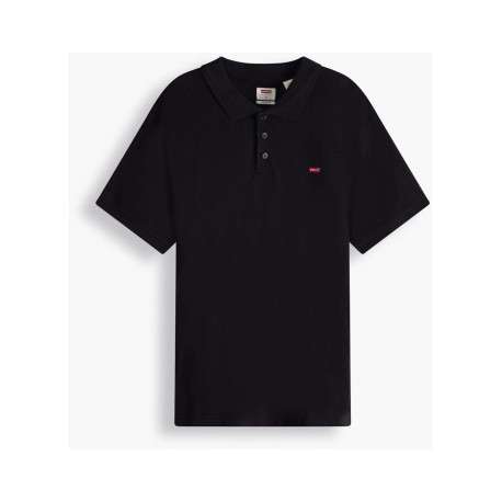 Polo noir en coton uni avec logo brodé sur la poitrine et à coupe droite et col boutonné - Image 3