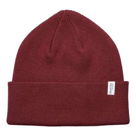 Bonnet bordeaux avec revers en coton biologique