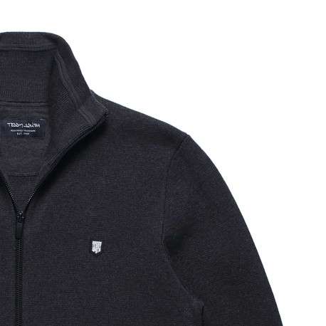 Gilet anthracite uni 100% coton coupe régular avec un col cheminée - Image 3