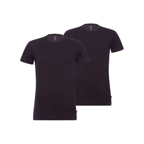 T-shirt noir uni avec une coupe droite à col rond et à manches courtes