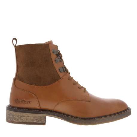 Boots ALPHAHOOK camel en cuir avec talon plat