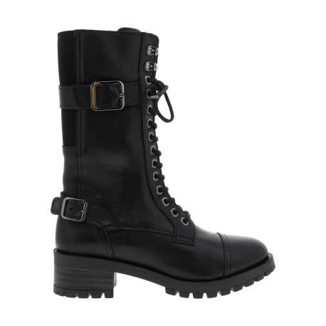 Bottes MAJORETTE noir en cuir avec talon plat