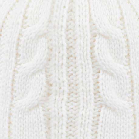 Bonnet blanc en maille torsadée Milky avec pompons interchangeables - Image 2