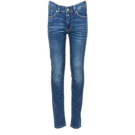 Jean bleu en coton avec une coupe skinny et étiquette d'authentification