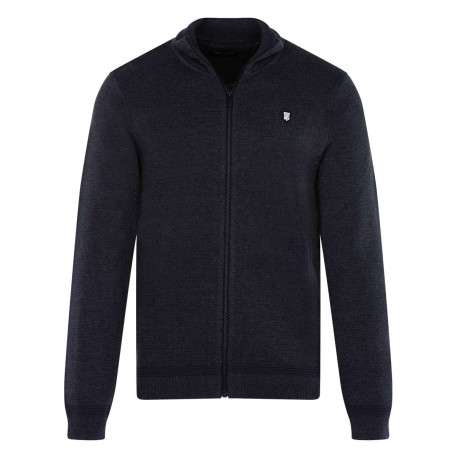 Gilet anthracite uni 100% coton coupe régular avec un col cheminée