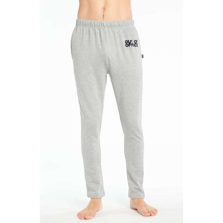 Pantalon de pyjama gris uni en coton coupe fuselée