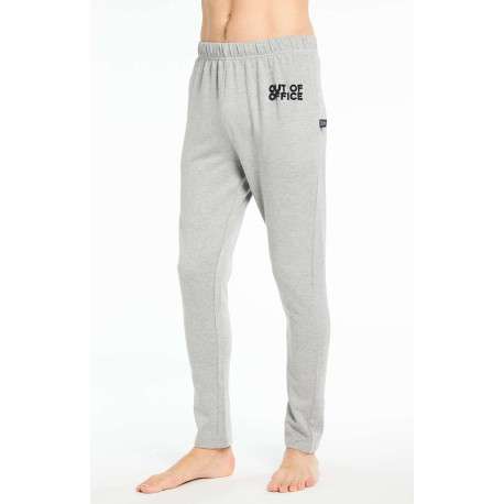 Pantalon de pyjama gris uni en coton coupe fuselée - Image 4