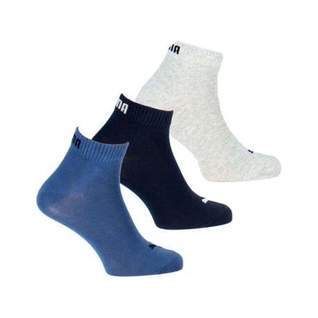 Lots de 3 paires de chaussettes en coton bleues grises et noires unies - Image 2