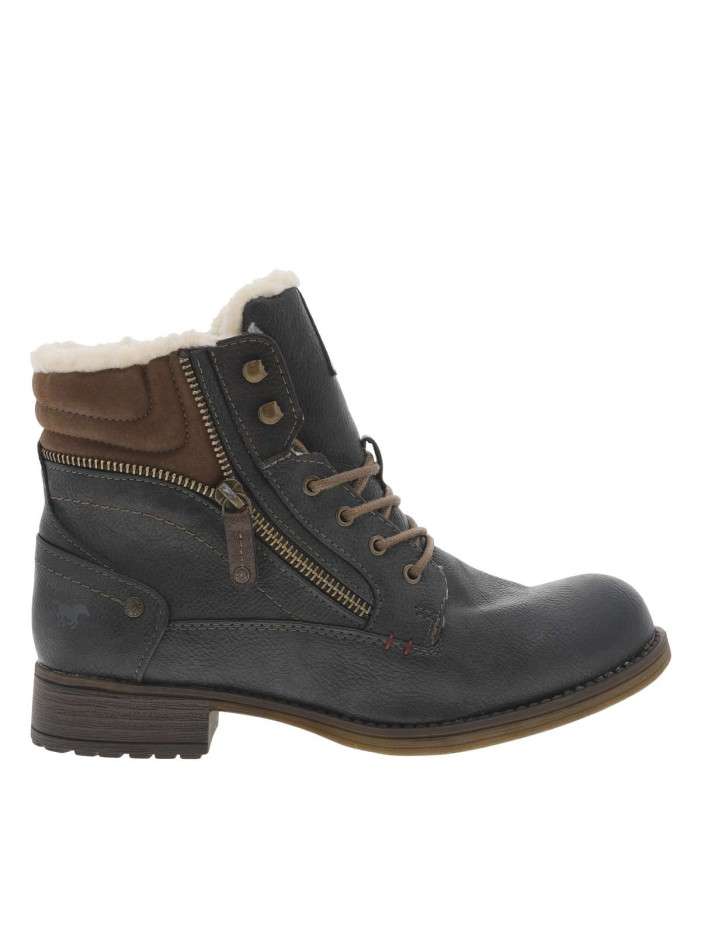 Boots graphites à talon plat