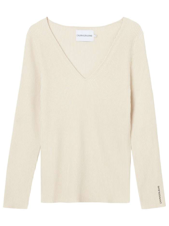 Pull écru avec un col v