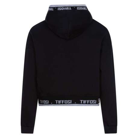 Sweat à capuche noir en coton uni coupe droite - Image 2