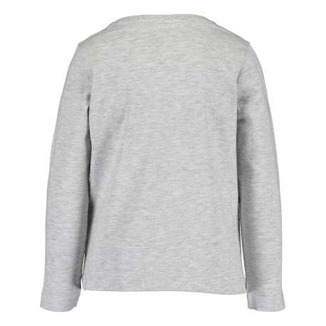 T-shirt manches longues gris en coton fantaisie coupe droite col rond - Image 2
