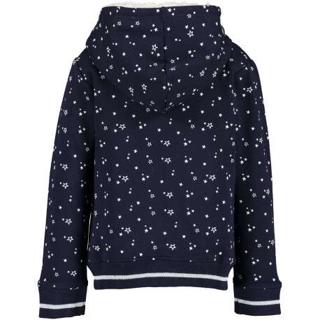 Gilet marine en coton all-over coupe droite col à capuche - Image 2