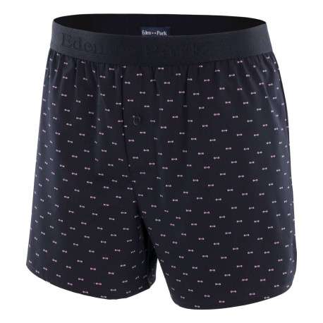 Caleçon marine en coton avec taille élastiquée et motif all-over