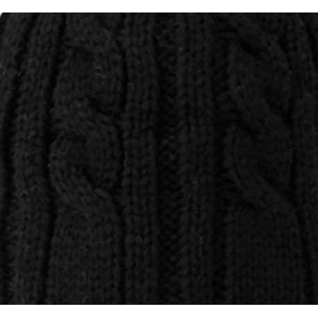 Bonnet noir en maille torsadée avec pompons interchangeables - Image 2
