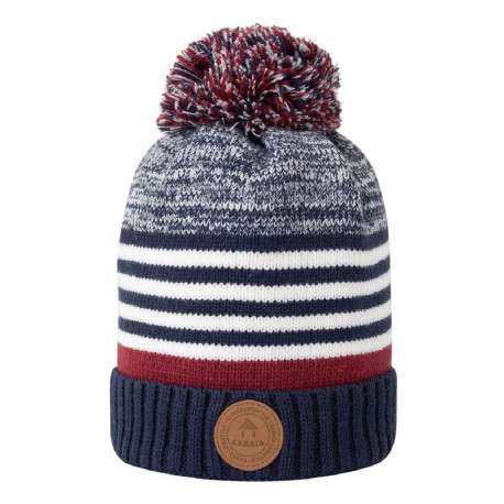 Bonnet bleu à revers à rayures et à pompons interchangeables
