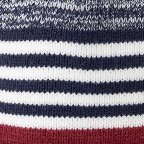 Bonnet bleu à revers à rayures et à pompons interchangeables - Image 2