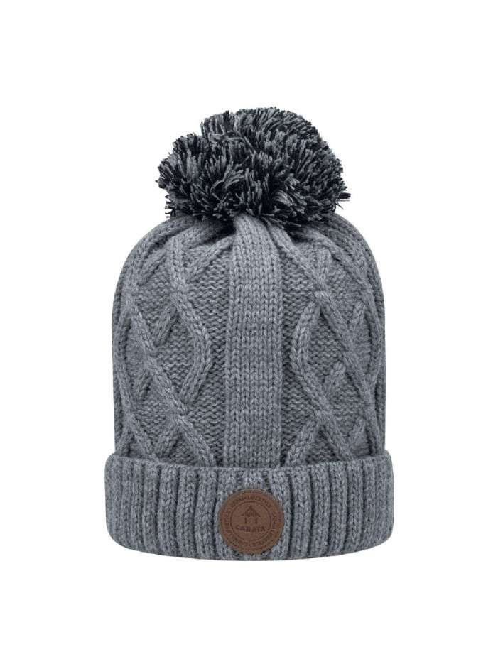 Bonnet gris uni à grosse...