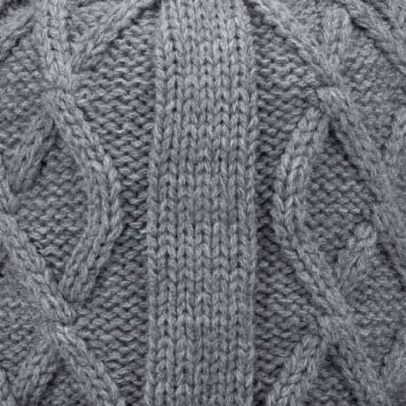 Bonnet gris uni à grosse mail à revers et à pompons interchangeables - Image 2