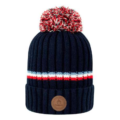 Bonnet marine à revers à rayures et à pompons interchangeables