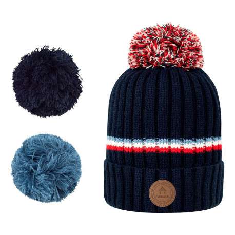 Bonnet marine à revers à rayures et à pompons interchangeables - Image 3