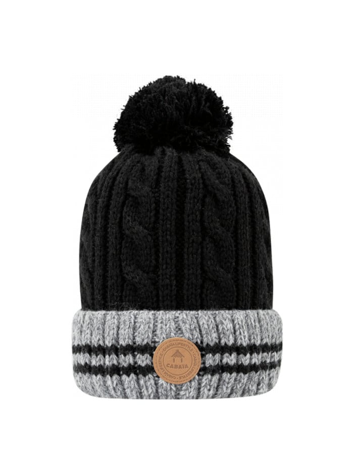 Bonnet noir à revers gris...