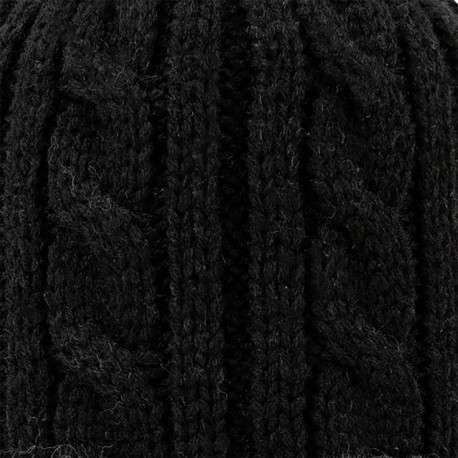 Bonnet noir à revers gris avec bandes et pompons interchangeables - Image 2