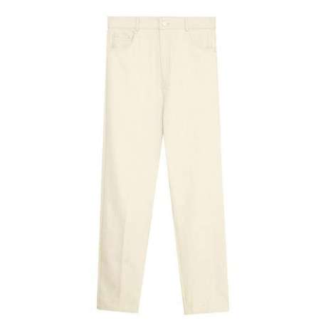 Pantalon DAREN écru en coton uni coupe droite