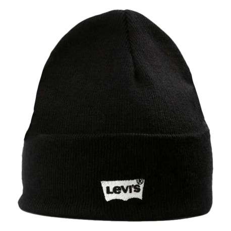 Bonnet noir uni à revers avec logo batwing brodé à l'avant