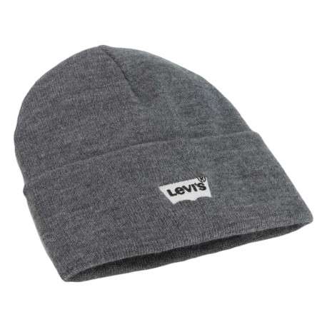 Bonnet gris uni à revers avec logo batwing brodé à l'avant