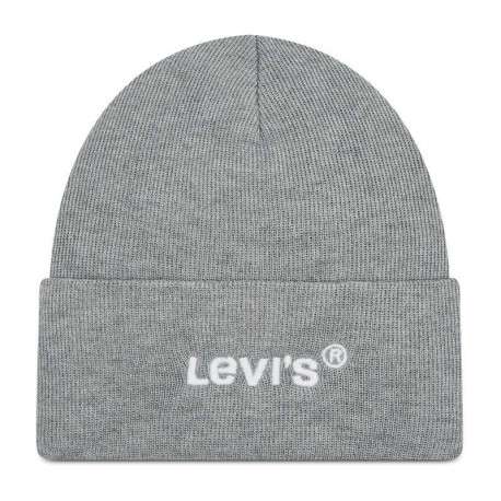 Bonnet gris uni avec logo brodé