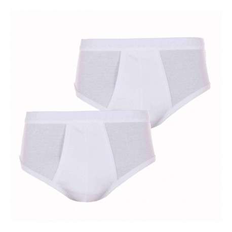 Lot de 2 slips blancs en coton unis avec tailles élastiquées