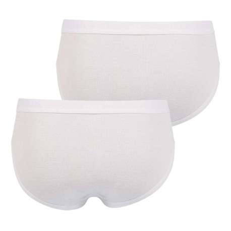 Lot de 2 slips blancs en coton unis avec tailles élastiquées - Image 2