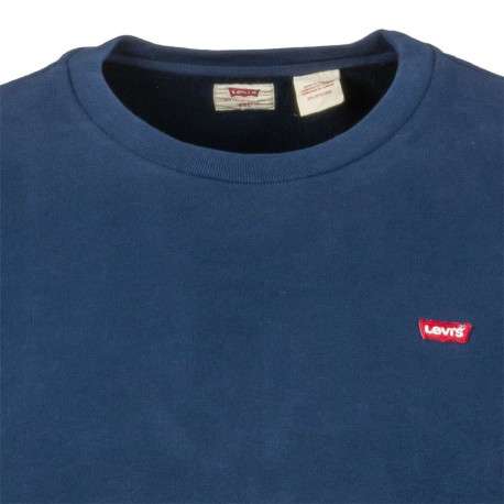Sweat grande taille marine en coton uni avec logo coupe droite col rond - Image 2