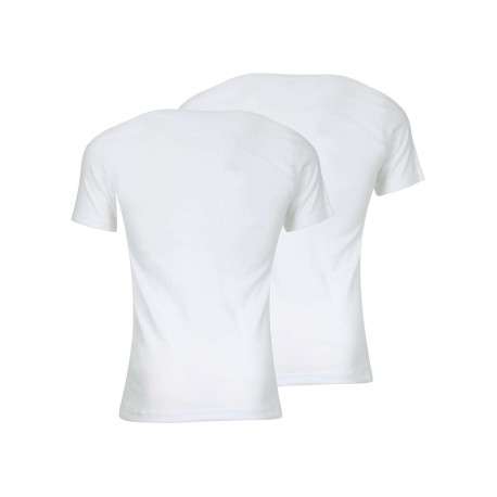 Lot de 2 t-shirts blancs en coton unis coupe droite col rond - Image 2
