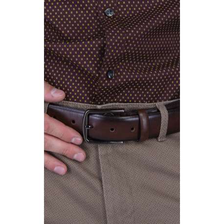 Ceinture marron unie avec une boucle métallique argentée et rectangle - Image 4