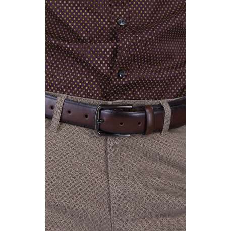 Ceinture marron unie avec une boucle métallique argentée et rectangle - Image 5