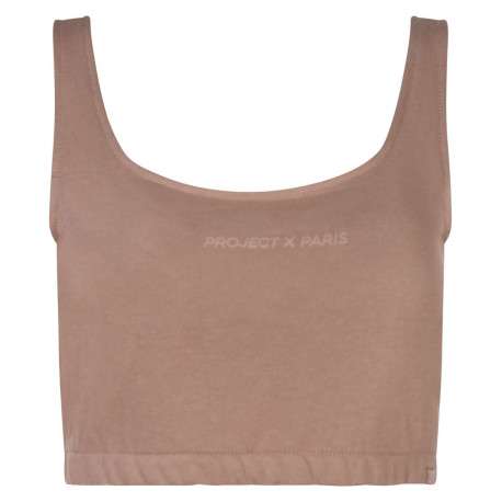 Brassière camel sans manches col carré