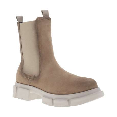 Boots beiges en cuir nubuck à semelle plateforme et talon moyen - Image 2