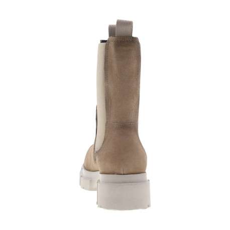 Boots beiges en cuir nubuck à semelle plateforme et talon moyen - Image 3