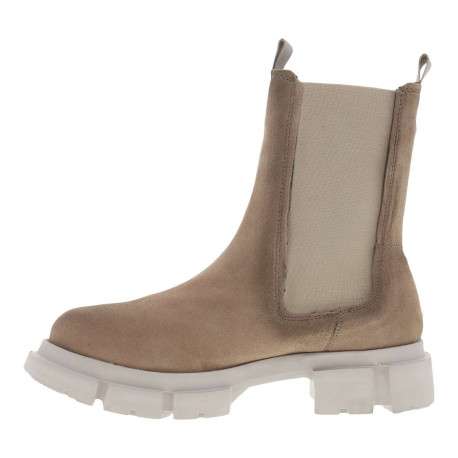 Boots beiges en cuir nubuck à semelle plateforme et talon moyen - Image 4