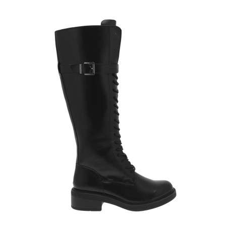 Bottes ROSSA en cuir noir à talon bloc bas et zip